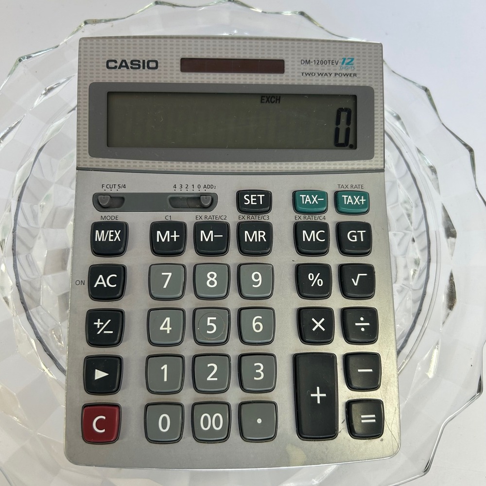 Casio DM-1200TEV 12 Digits Two Way Power‎ Desktop Calculator Office Supply